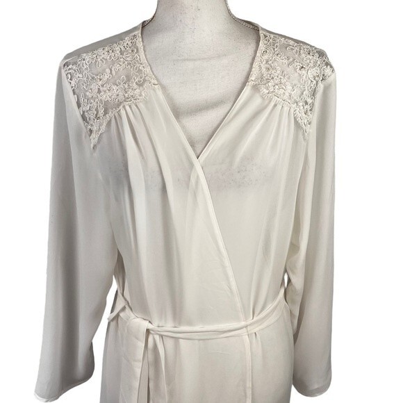 Belle Nuit Beaded Lace White Robe Small Medium Sheer Bridal Romantic - Picture 3 of 9